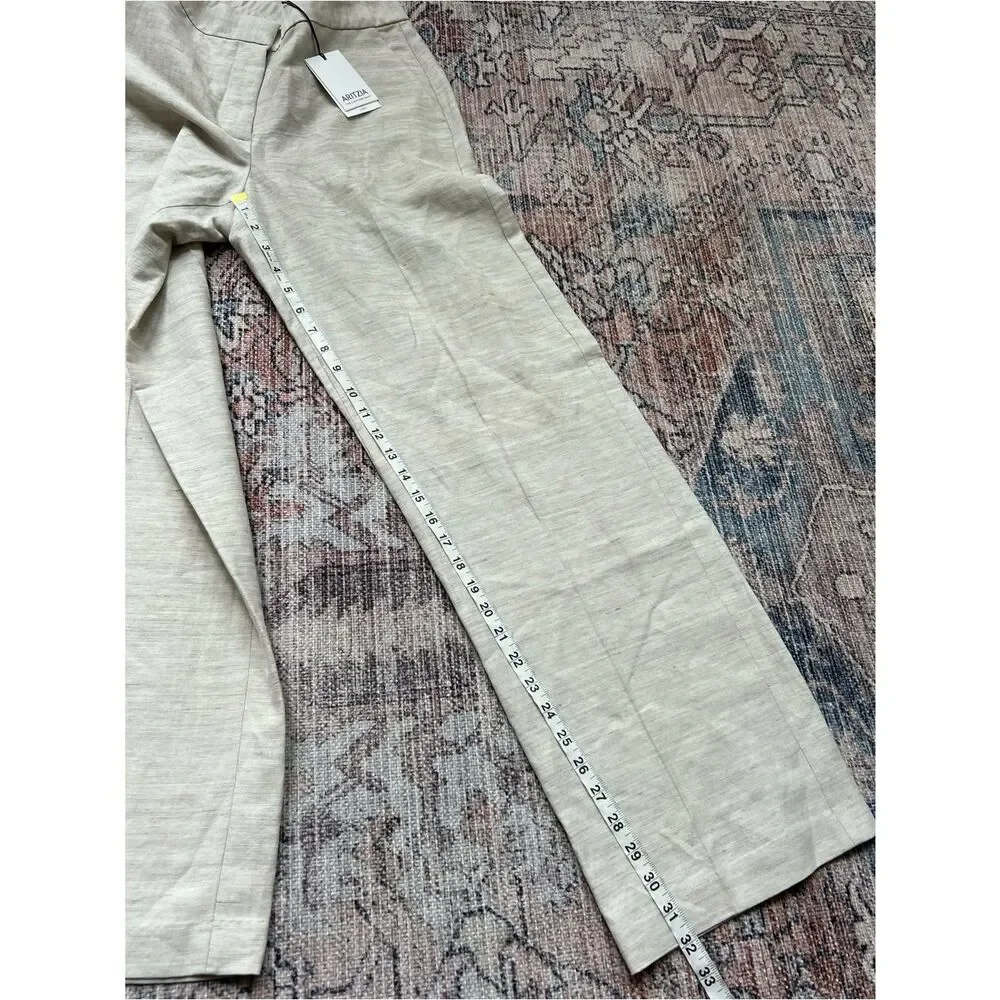 Aritzia The Limitless Pant Linen NWT Natural Ecru Wide Leg Size 6